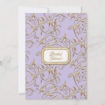 glam old hollywood regency lilac bridal shower invitation