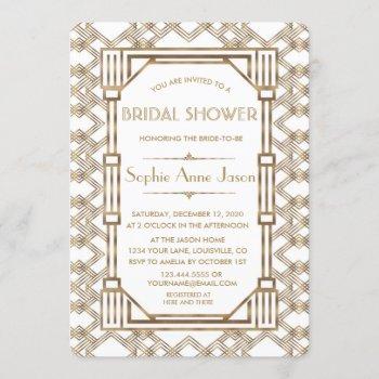 glam white gold great gatsby bridal shower invitation