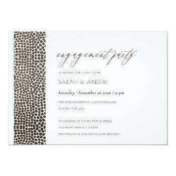 Glamorous Copper Silver Dots Mosaic Engagement Invitation Front View