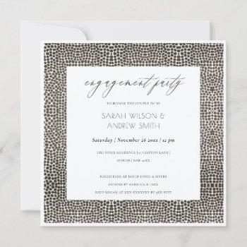 glamorous copper silver dots mosaic engagement invitation