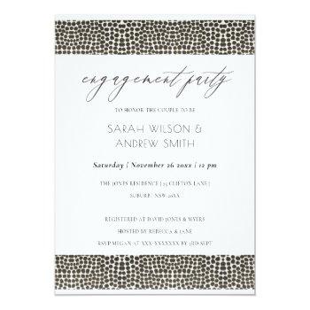 Glamorous Copper Silver Dots Mosaic Engagement Invitation Front View