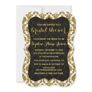 glamorous gold damask bridal shower invitation