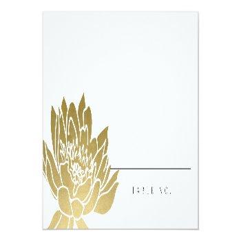 Glamorous Gold Faux Water Lilly Lotus Floral Place Card Front View