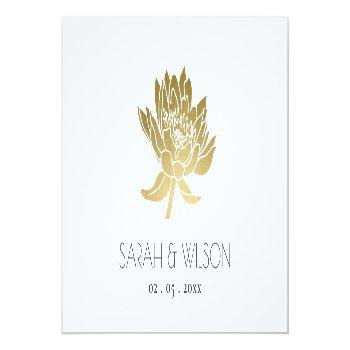Glamorous Gold Faux Water Lilly Lotus Floral Place Card Front View