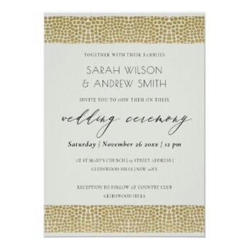 Glamorous Gold Grey Dots Mosaic Wedding Invitation Front View