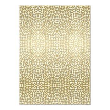 Glamorous Gold White Dots Mosaic Engagement Invitation Front View