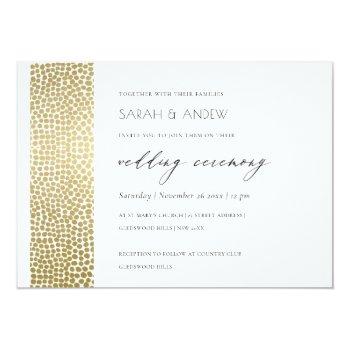 Glamorous Gold White Dots Mosaic Wedding Invitation Front View