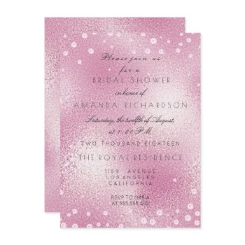 glass pink pastel confetti pearls bridal shower invitation