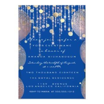 Glitter Balloons Rose Bridal Shower Royal Blue Invitation Front View