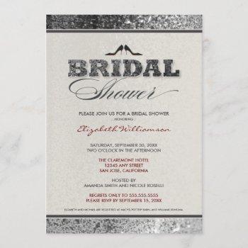glitter bling bridal shower invitation (silver)
