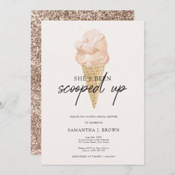 glitter chic watercolor ice cream bridal shower invitation