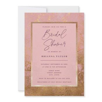 glitter metallic rose gold bridal shower invitation