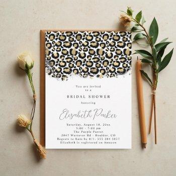 gold animal print bridal shower invitation