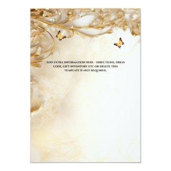 Gold Ballgown Rose Flowers Bride To Be Bridal  Invitation Front View