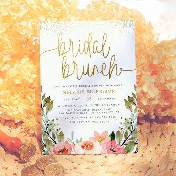 gold blush pink floral bridal brunch bridal shower invitation
