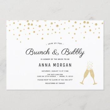 gold brunch and bubbly bridal shower invitation
