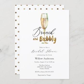gold brunch and bubbly champagne bridal shower inv invitation