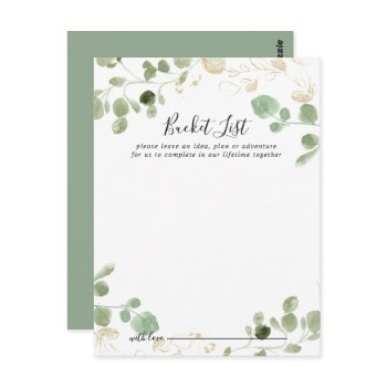 gold confetti eucalyptus wedding bucket list cards
