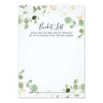 Gold Confetti Eucalyptus Wedding Bucket List Cards Front View