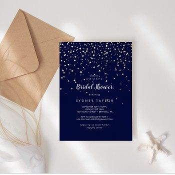 gold confetti|navy bridal shower gold foil invitation