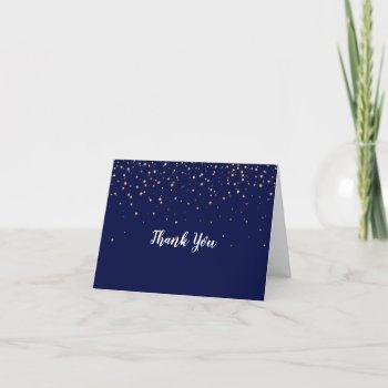 gold confetti | navy wedding thank you card