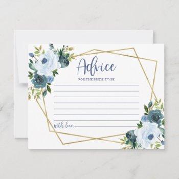 gold dusty blue floral bridal shower advice card