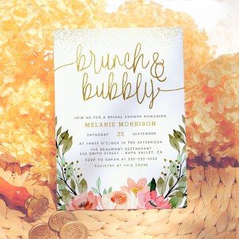 gold floral brunch & bubbly bridal shower invitation