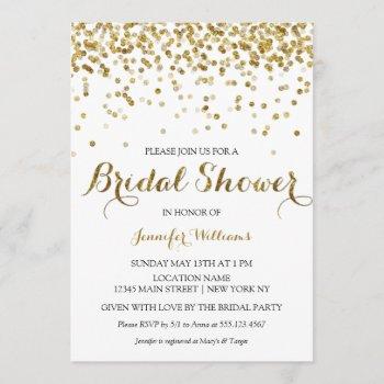 gold glitter confetti bridal shower invitation