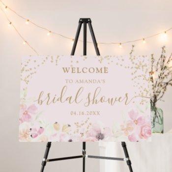 gold glitter floral watercolor pink bridal welcome foam board