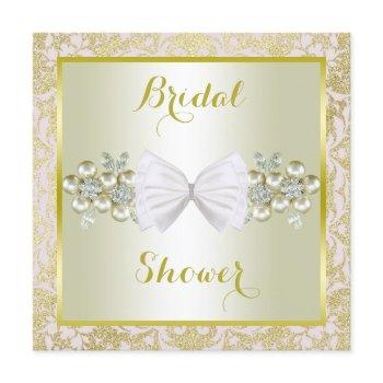 gold glitters, diamond gems & bow bridal shower invitation