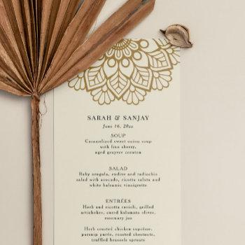 gold mandala wedding menu