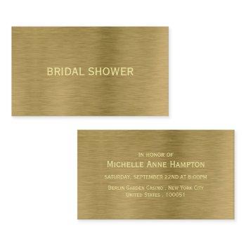gold metal texture bridal shower ticket invitation