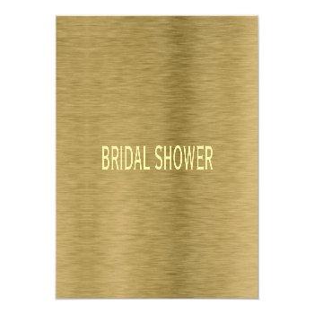 Gold Metal Texture Bridal Shower Ticket Invitation Front View