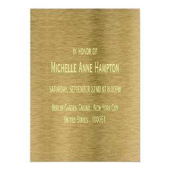Gold Metal Texture Bridal Shower Ticket Invitation Front View