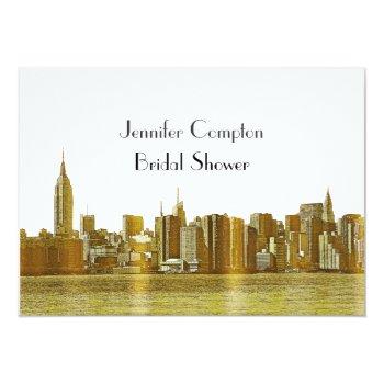 Gold Nyc Skyline 01 Etched Wht Front View