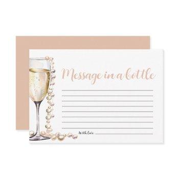 gold pearls and prosecco message in a bottle game enclosure card