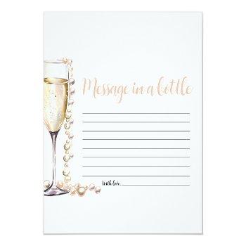 Gold Pearls And Prosecco Message In A Bottle Game Enclosure Card Front View