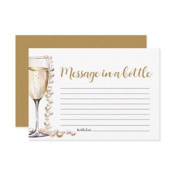 gold pearls and prosecco message in a bottle game enclosure card