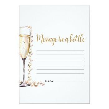Gold Pearls And Prosecco Message In A Bottle Game Enclosure Card Front View
