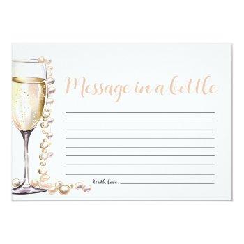 Gold Pearls And Prosecco Message In A Bottle Game Invitation Front View