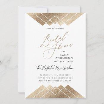gold pyramid geometric gatsby bridal shower invitation