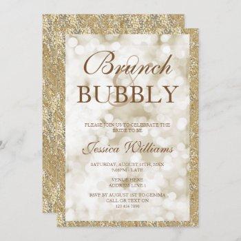 gold sequins brunch & bubbly bridal shower invitation