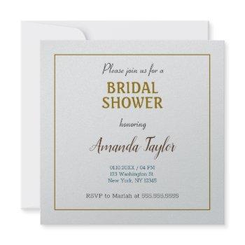 gold & silver color minimalist bridal shower invitation