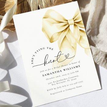 gold tying the knot bridal shower invitation