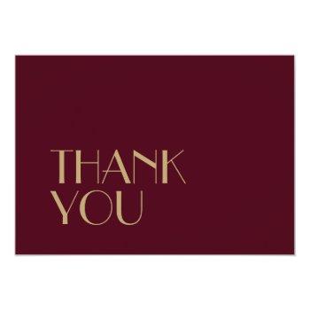 Gold Type Deco | Burgundy Wedding Flat Thank You Front View