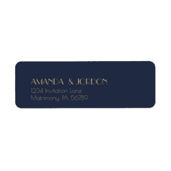 gold type deco | dark navy wedding return address label