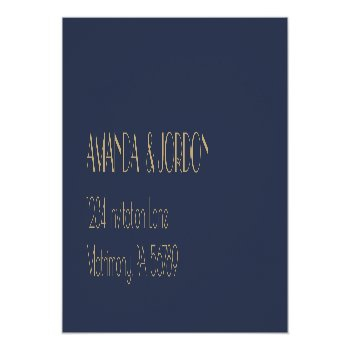 Gold Type Deco | Dark Navy Wedding Return Address Label Front View