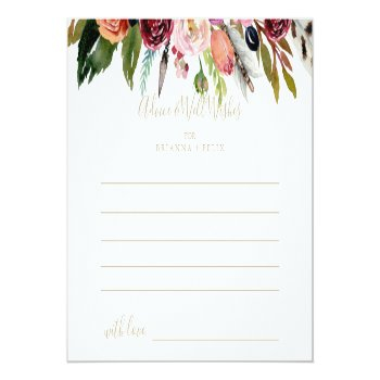 Gold Wild Feather Boho Tropical Floral Wedding  Postcard Front View