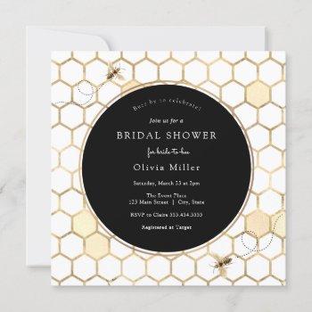 golden bee bridal shower invitation