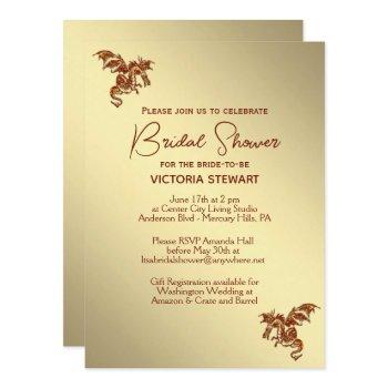 golden dragon fantasy bridal shower invitation